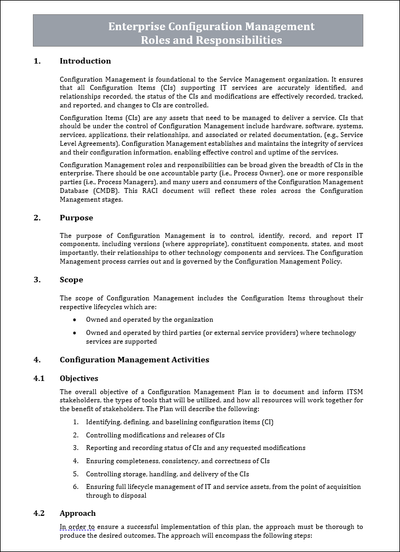 Configuration Management RACI – ITSM Docs - ITSM Documents & Templates