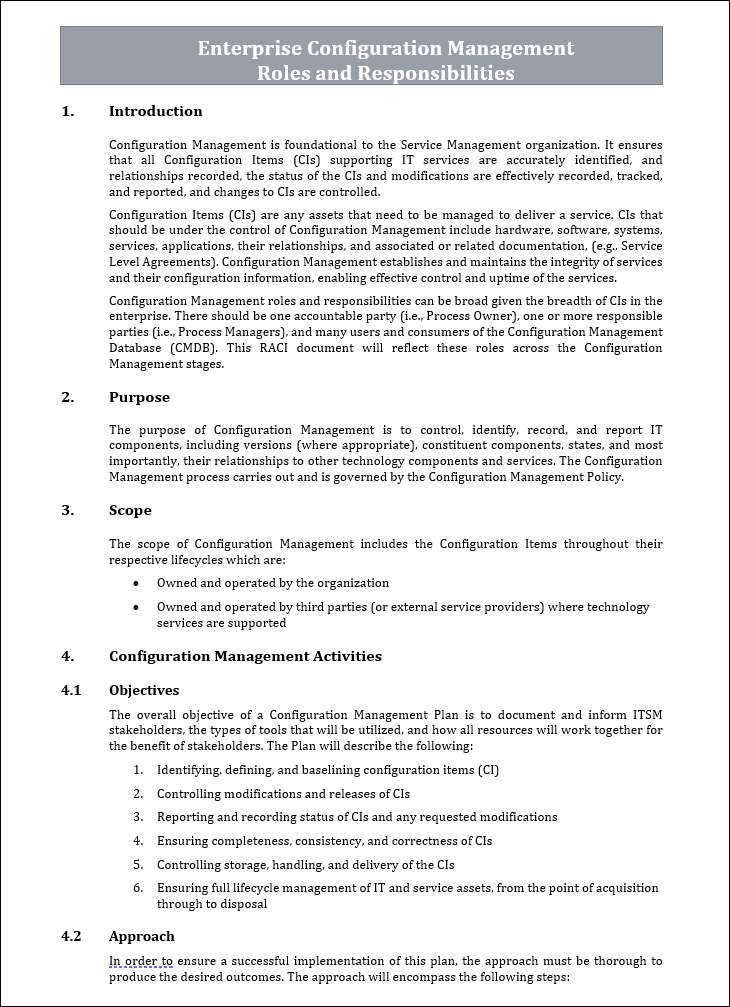 Configuration Rationale Document Configuration Management RACI – ITSM Docs - ITSM Documents & Templates