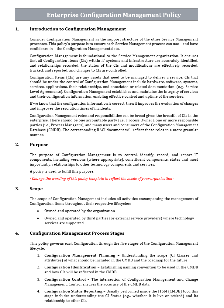 Configuration management policy Template