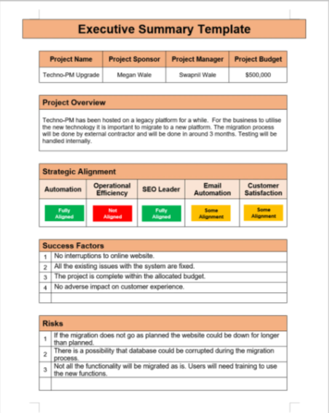 Executive Summary Template