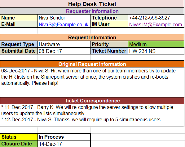 Profession Support Ticket Examples Help Desk Ticket Template – ITSM Docs - ITSM Documents & Templates