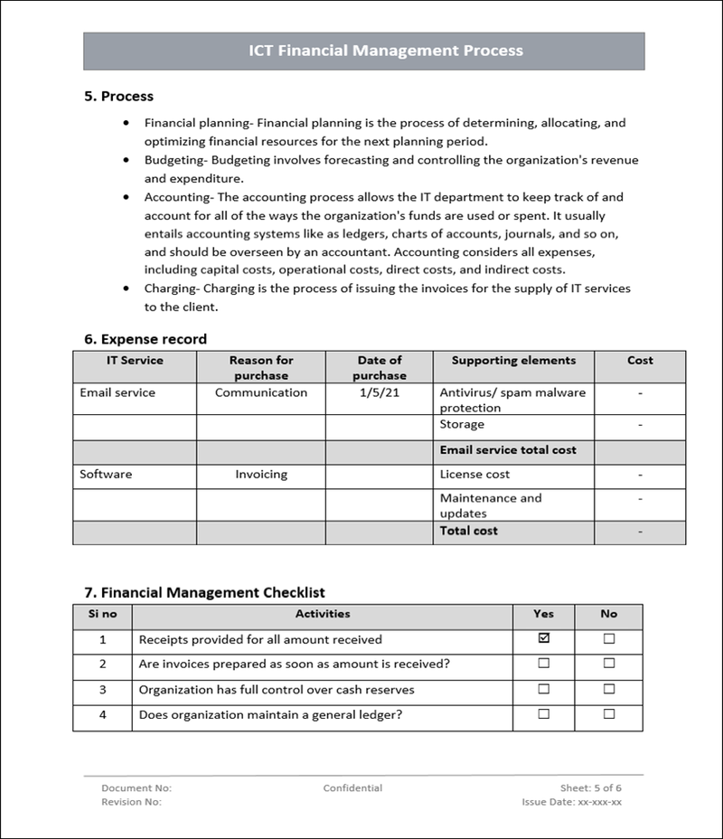 Ics Finance. Message Example ICT Financial Management – ITSM Docs - ITSM Documents & Templates
