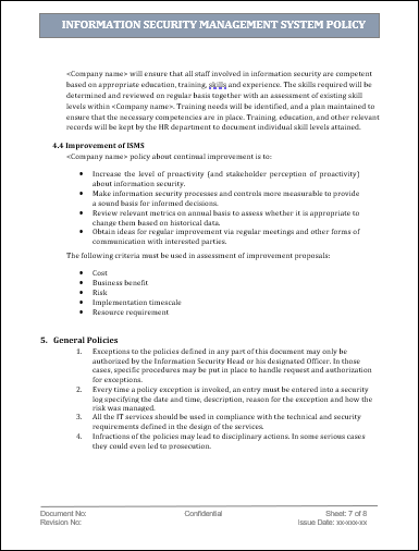 ISMS Policy, Information Security Management System Policy