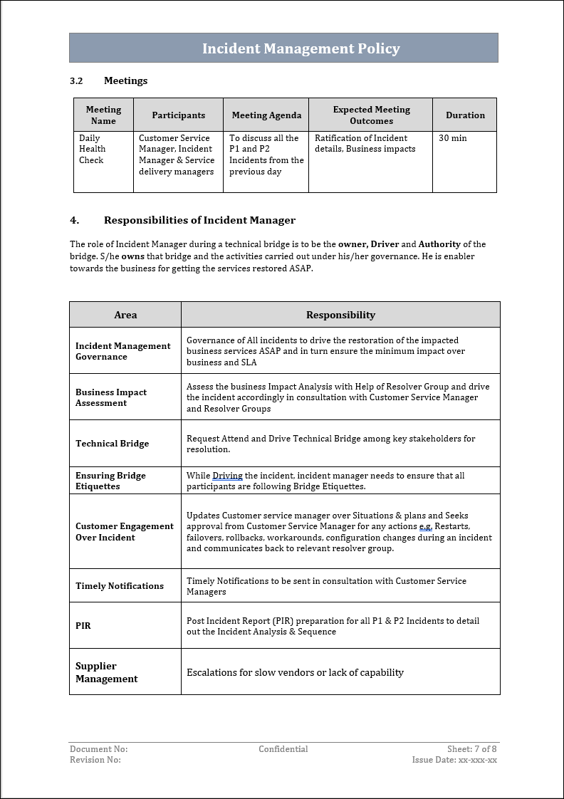 Incident Management Policy Template ITSM Docs ITSM Documents