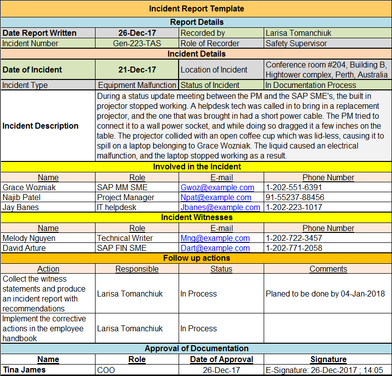 Incident Report Template