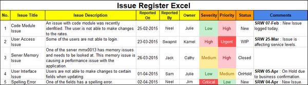 Issue Register Excel, issue register, issue register template