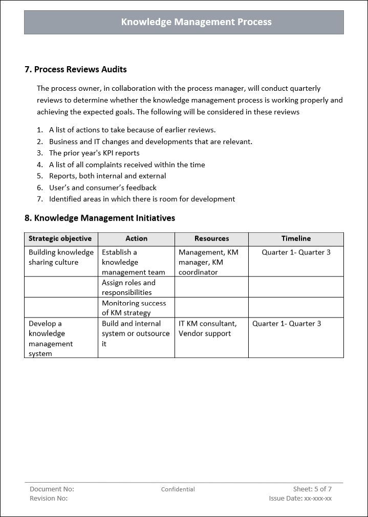 Knowledge Management Process Template Word