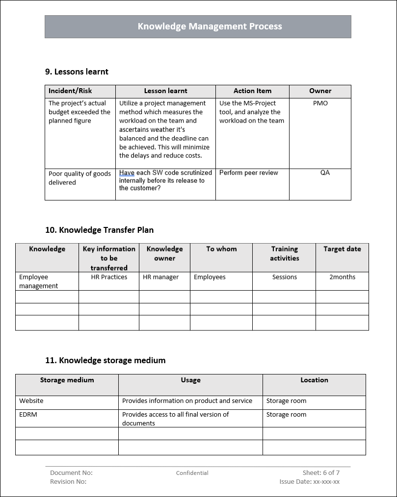 Knowledge Management Process Address knowledge Management Process Template – ITSM Docs - ITSM Documents ...