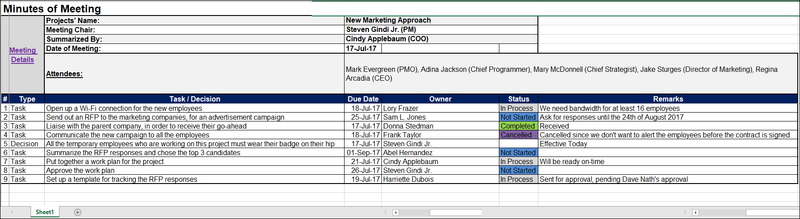 Minutes of Meeting Excel Template, minutes of meeting template, minutes of meeting