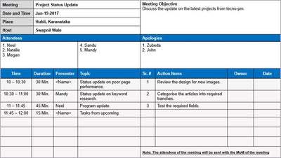 minutes of meeting, minutes of meeting template