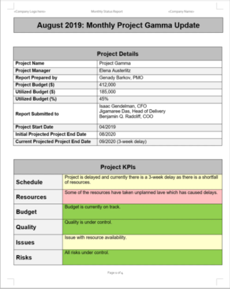 Monthly Report Template