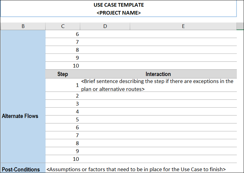 Use Case Template Excel, Use Case 