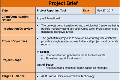 Project Brief Template, Project Brief Template Word