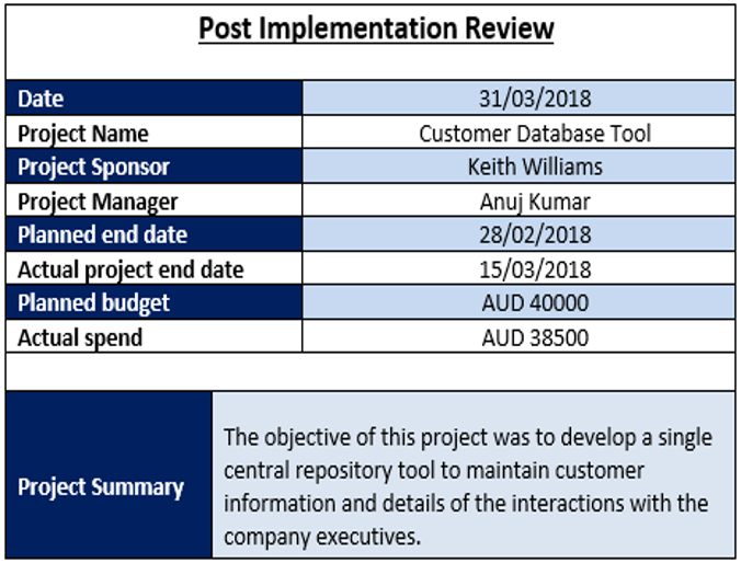 Project Closure Templates, Post Implementation Review Template Excel, project closure