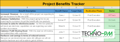 project benefits tracking template