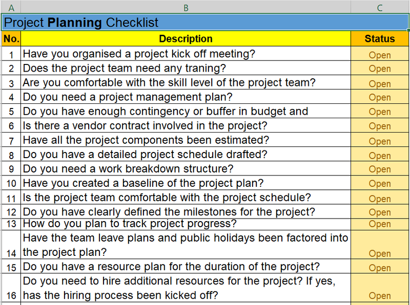 Project Management Checklist Template – ITSM Docs - ITSM Documents ...