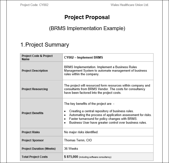 Itsm Rfp Project Proposal BRMS Implementation Template – ITSM Docs - ITSM ...