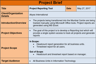 project brief template