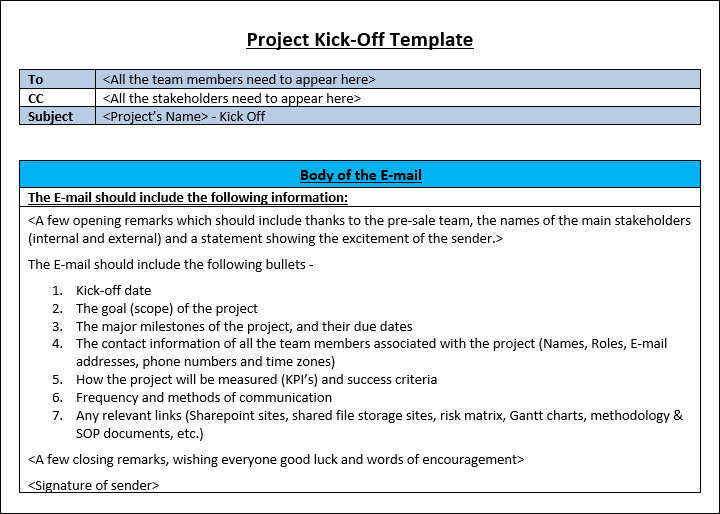 Project Kickoff Template