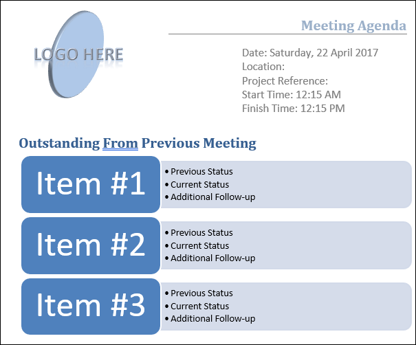 Project Management Meeting Agenda Template