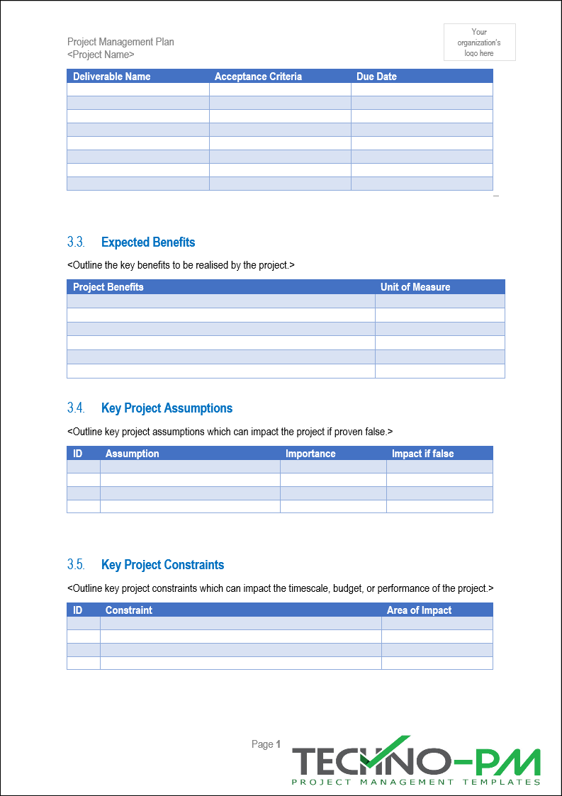 Project Management Plan Template