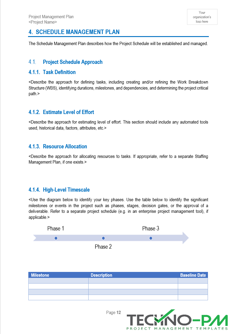 Pm Plan Example Project Management Plan (PMP) Template – ITSM Docs - ITSM Documents ...