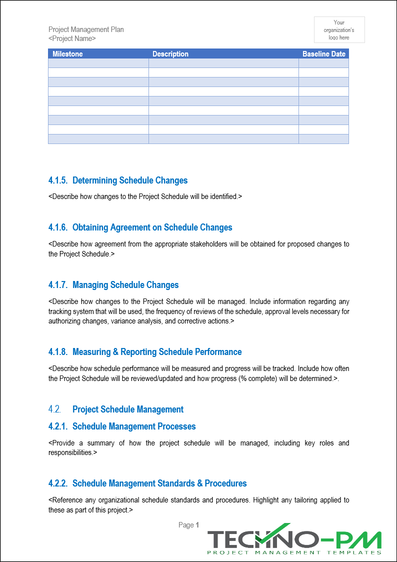 Project Management Schedule Plan 