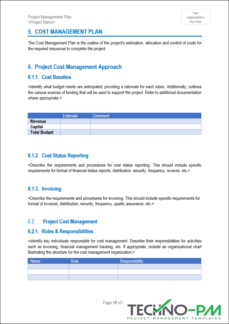 Cost Management Plan