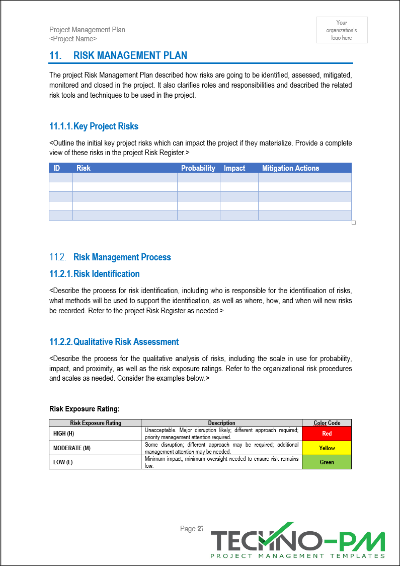Pm Plan Example Project Management Plan (PMP) Template – ITSM Docs - ITSM Documents ...