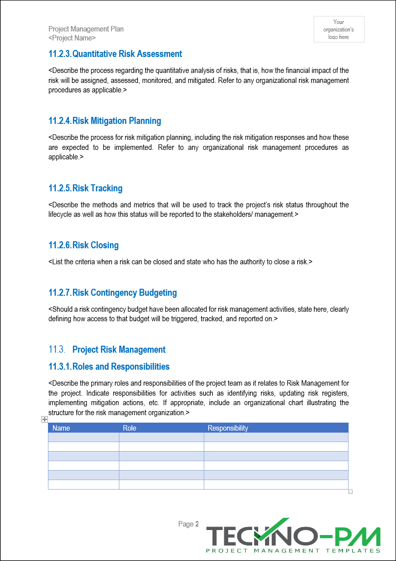 Project Management Plan (PMP) Template – ITSM Docs - ITSM Documents ...