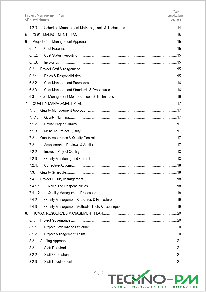 PMP Table of Contents