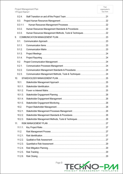 PMP Contents Template