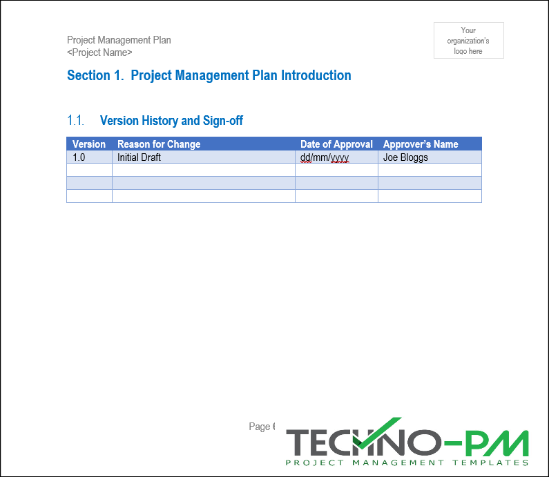 Pm Plan Example Project Management Plan (PMP) Template – ITSM Docs - ITSM Documents ...