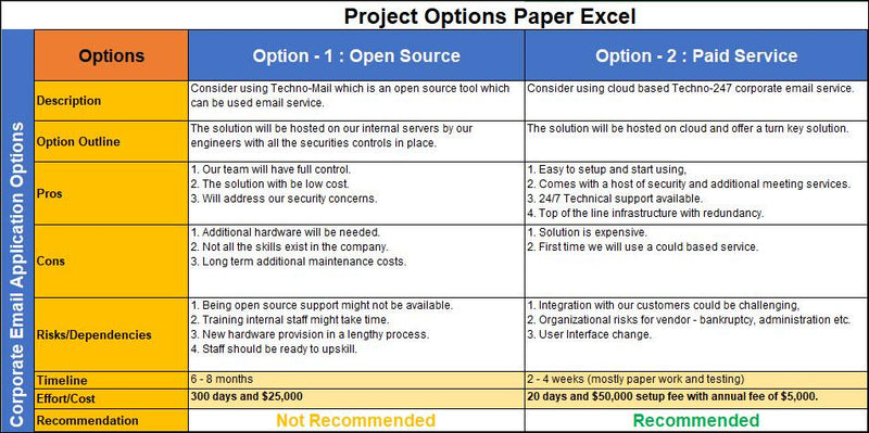 Project Options paper Excel