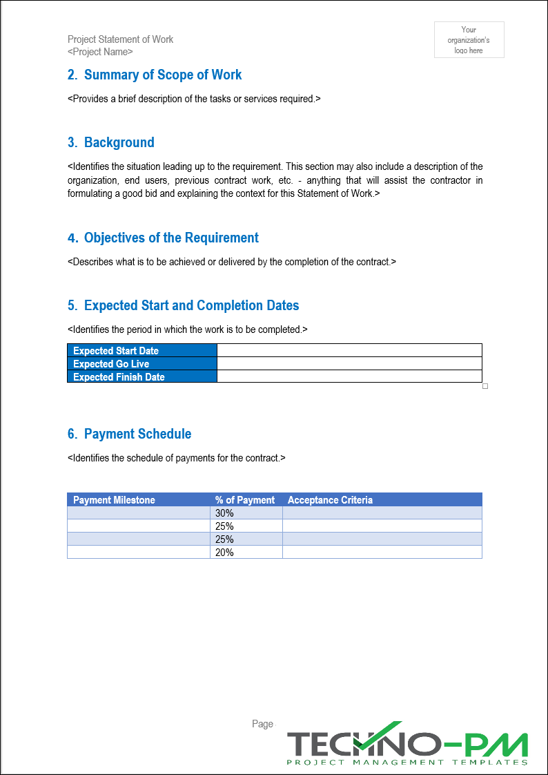 Project Summary of Scope of Work