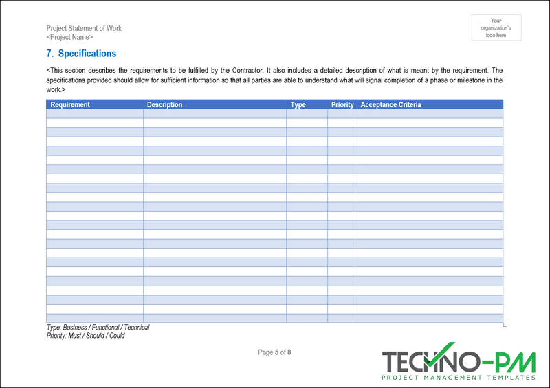 Project SOW Specifications