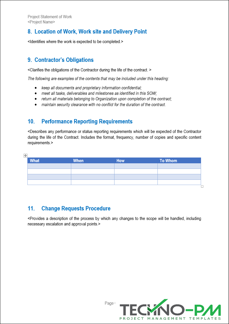 Project SOW Change Request Procedure