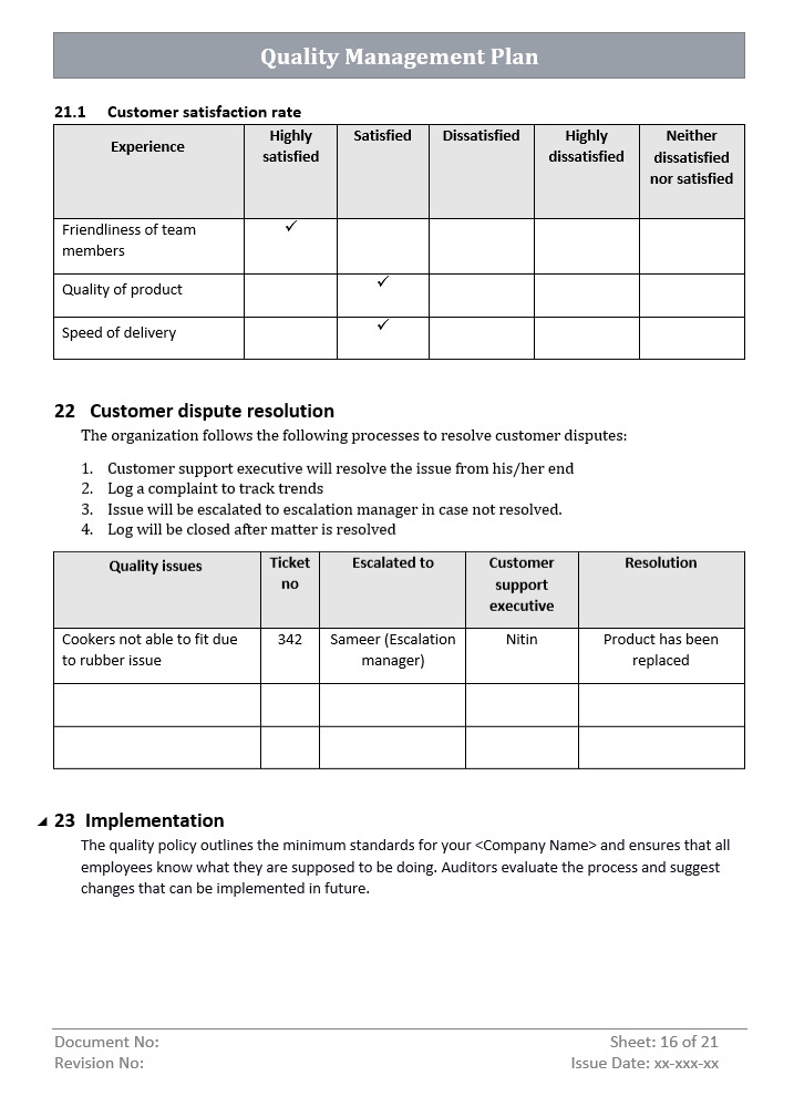 Example Qmp Document ISO 9001 Bundle – ITSM Docs - ITSM Documents & Templates
