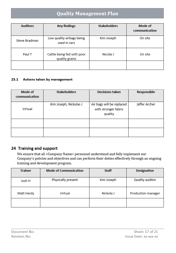 Iso Management Worksheet Example ISO 9001 Bundle – ITSM Docs - ITSM Documents & Templates