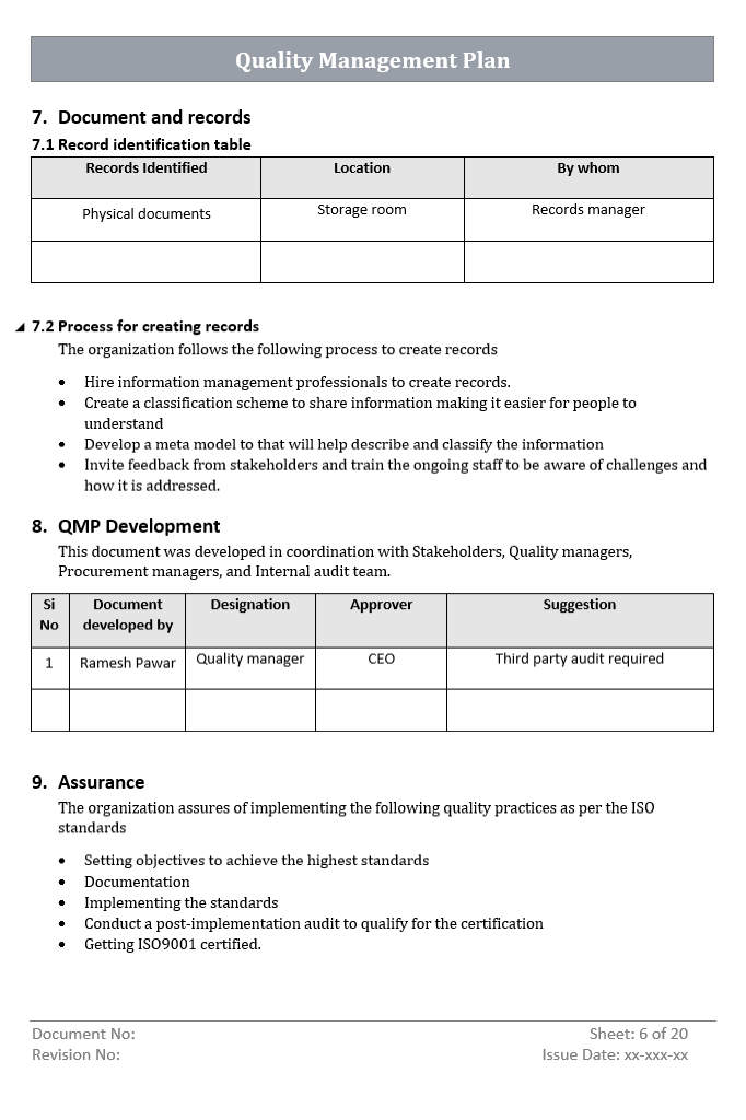 Iso Management Worksheet Example ISO 9001 Bundle – ITSM Docs - ITSM Documents & Templates