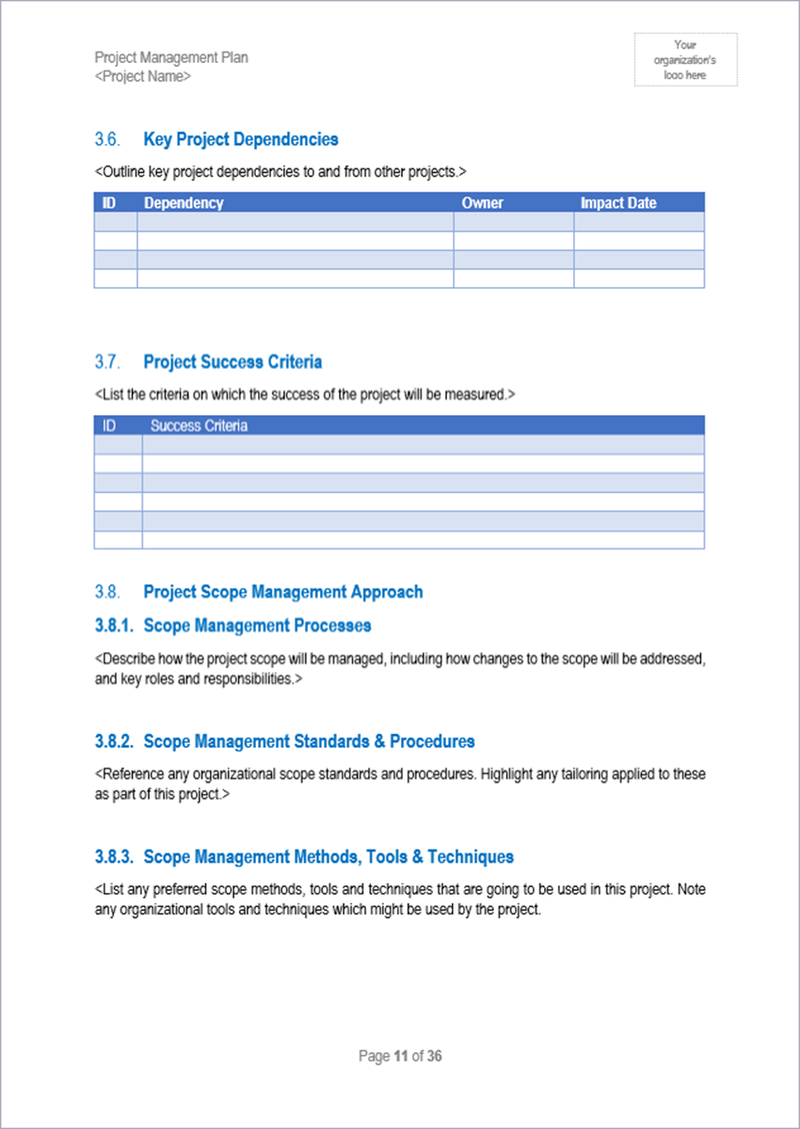 Scope Management Plan Template