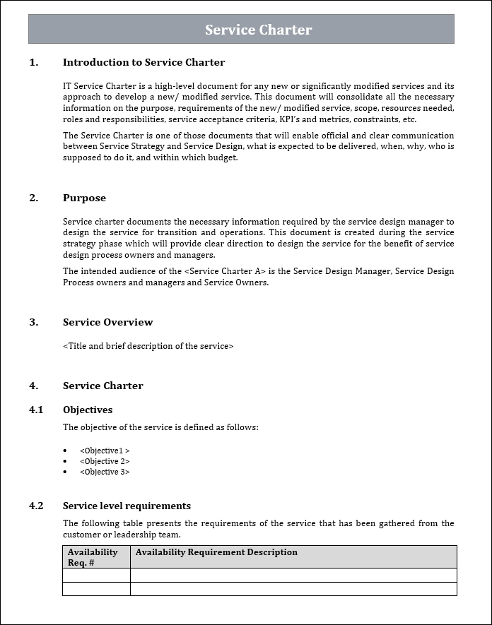 Service Chart Examples Service Management Templates Bundle – ITSM Docs - ITSM Documents ...