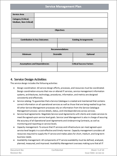 Service Management Plan Template – ITSM Docs - ITSM Documents & Templates