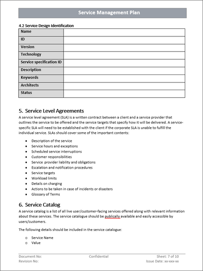 Service Management Plan Template – ITSM Docs - ITSM Documents & Templates