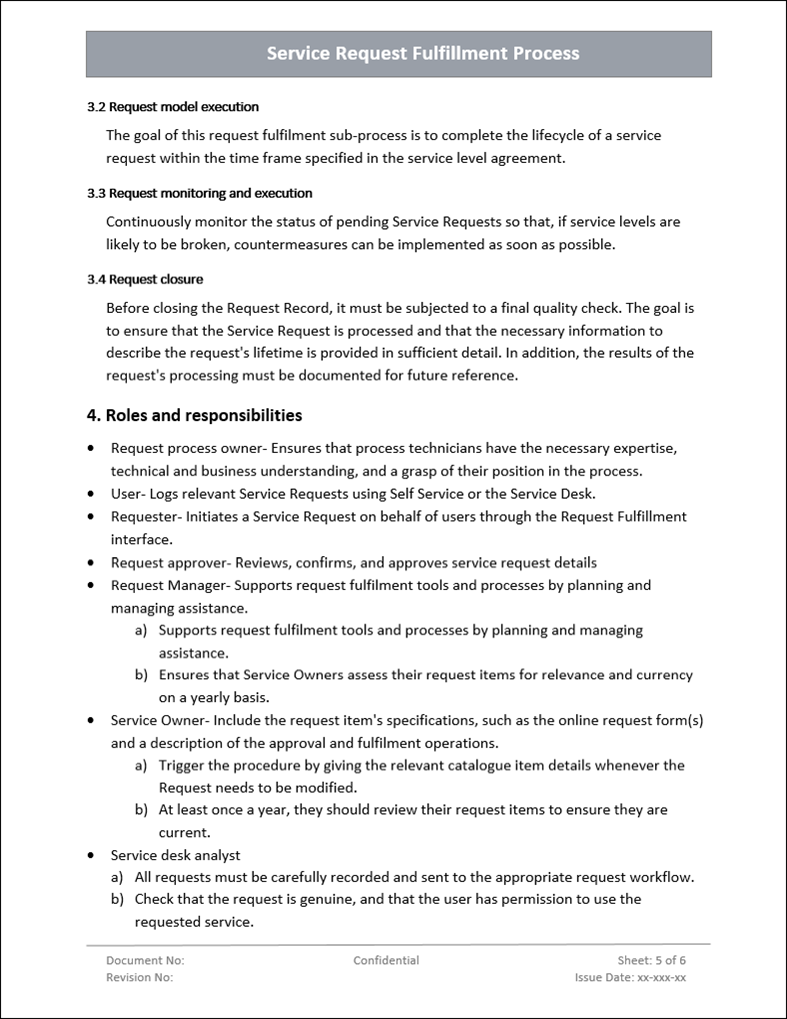 Service Request Fulfillment Process