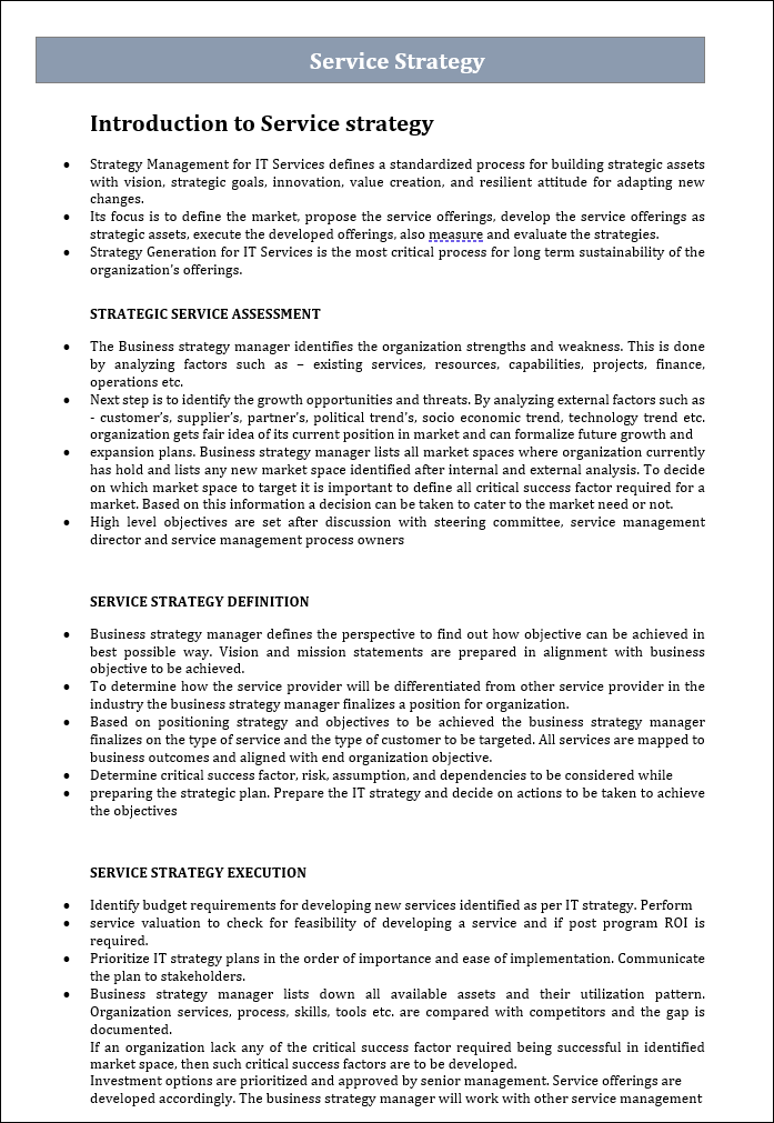 Service Introduction Sheet Service Management Templates Bundle – ITSM Docs - ITSM Documents ...