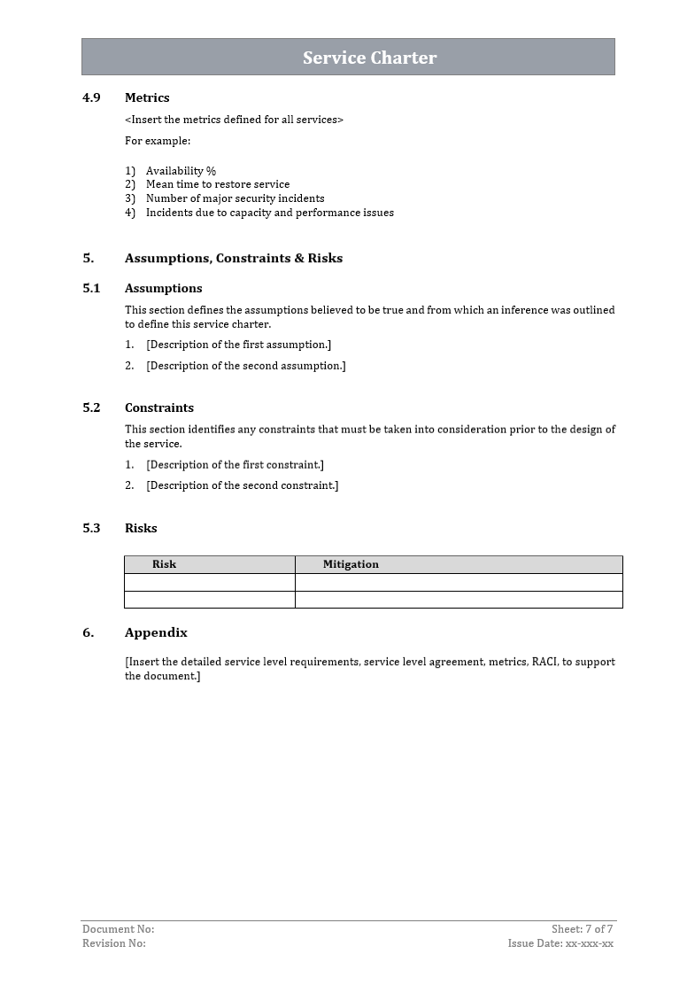 Service Chart Examples Service Charter Template – ITSM Docs - ITSM Documents & Templates