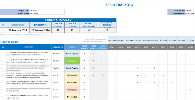 Sprint Backlog Template
