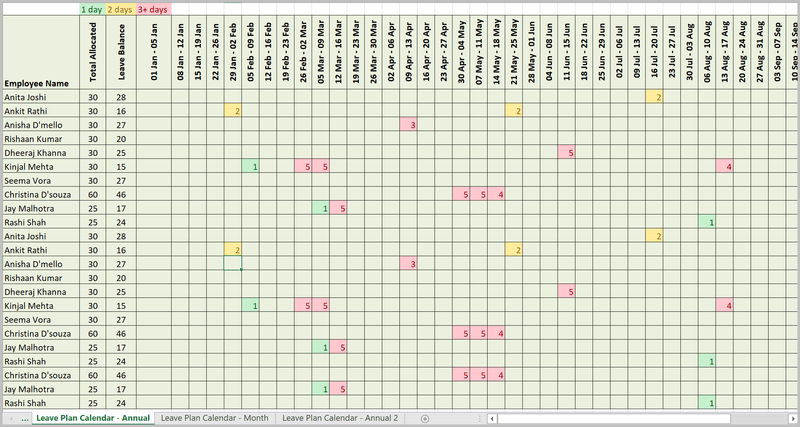 Team Leave Planner Annual