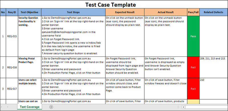 Test Case Excel Template